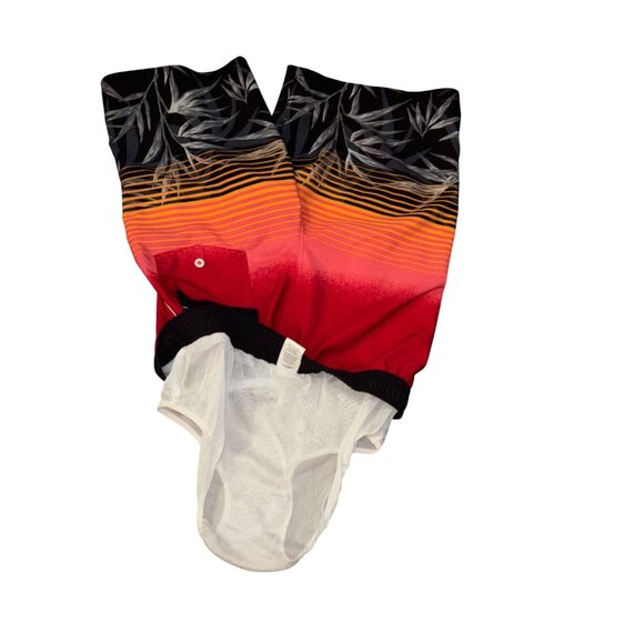 Boys Wonder Nation XL Swim Trunks With Tropical Gradient & Leaf Print Drawstring - Picture 4 of 7